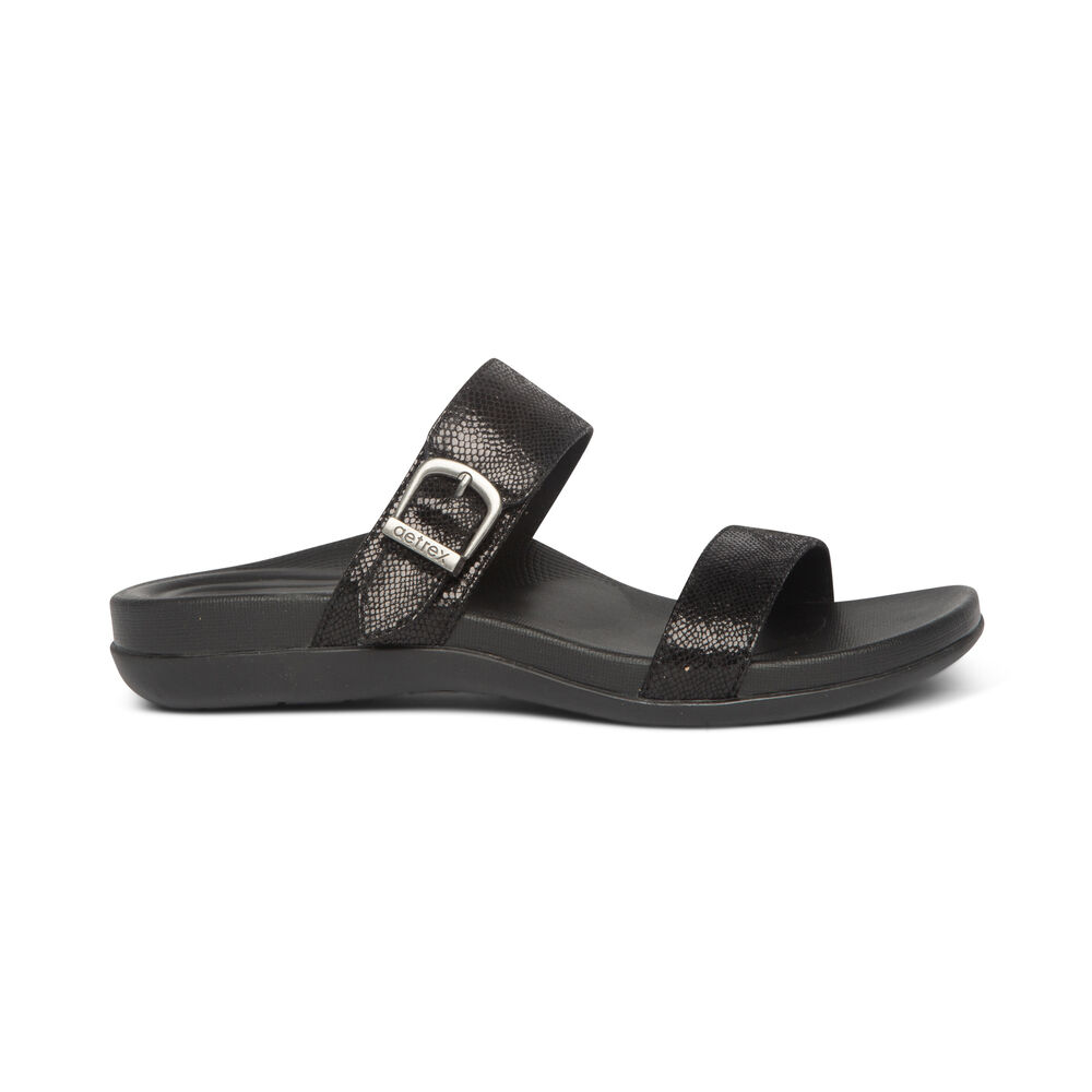 Aetrex Women's Mimi Water-Friendly Sandals - Black | USA 2OP46VA